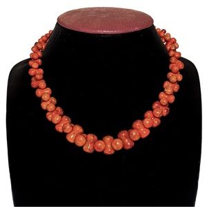 Jay King 925 Red/Orange Coral Graduated Beaded Necklace